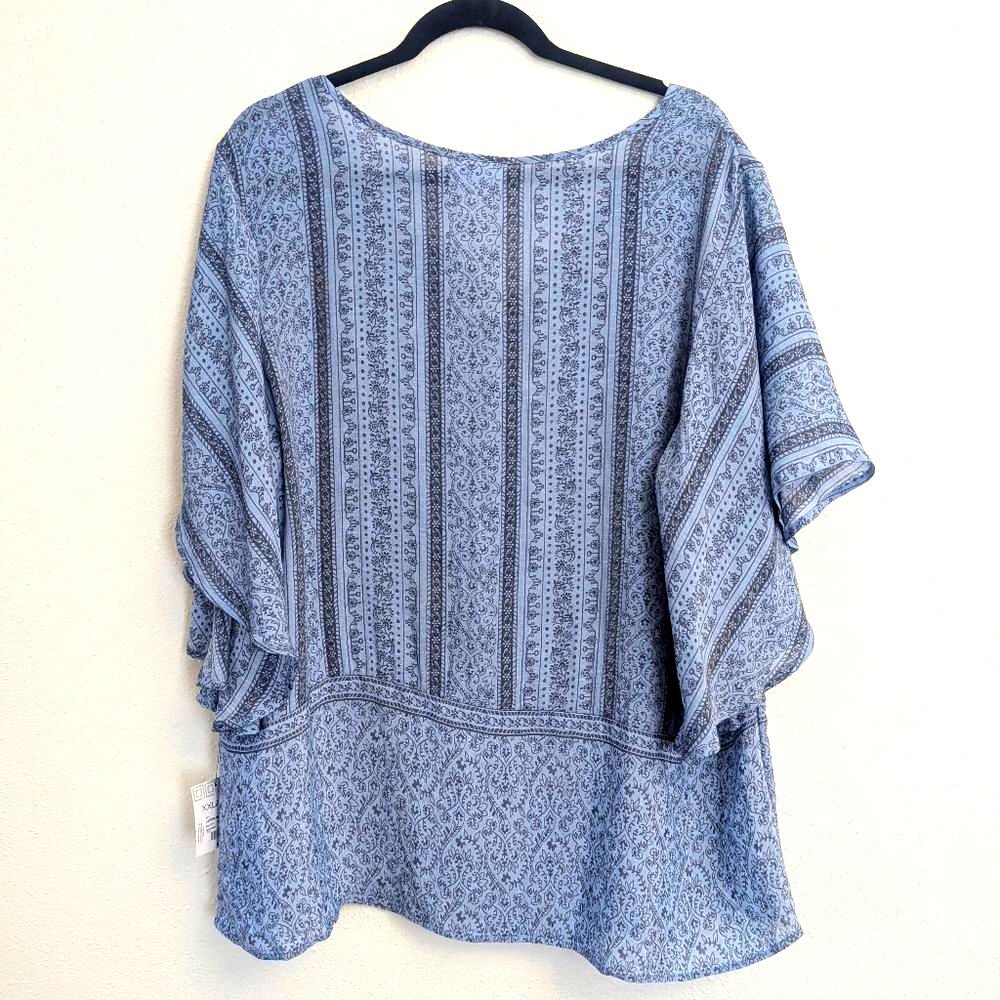 Liz Claiborne Women's Flutter Sleeve Split Crew Neck Blouse Size XXL NWT - Picture 3 of 6